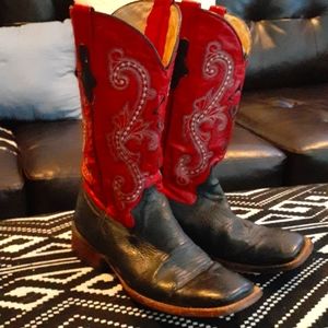 Womens size 9 Ferrini Western Square Toe Boots black/red